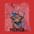Patriotic Highland Cow Tee