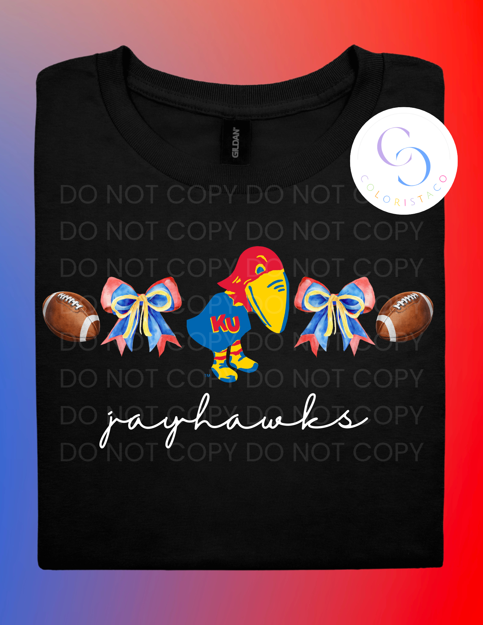 Jayhawks Game Day- Ribbon Spirit Tee
